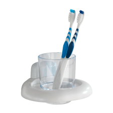 WENKO Pure fogmosópohár-tartó, fehér/átlátszó műanyag fürdőszoba kiegészítő