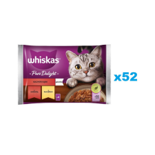 Whiskas Adult saszetka 52x85g Juicy Jelly Bites nedves macskaeledel marhahússal, csirkével macskaeledel