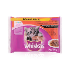 Whiskas állateledel alutasakos Whiskas junior macskáknak 4-pack húsos 4x100g macskaeledel