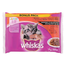 Whiskas állateledel alutasakos whiskas junior macskáknak 4-pack húsos 4x100g 214 684 macskaeledel
