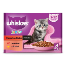 Whiskas Junior klasszikus tasakos eledel válogatás kölyök macskák számára, 4x85g macskaeledel