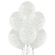  White Hearts, Szív léggömb, lufi 6 db-os 12 inch (30 cm) party kellék