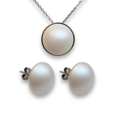 White pearl ékszerszett - ezüst - Swarovski kristályos ékszer szett