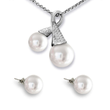 White pearl ékszerszett - ezüst - Swarovski kristályos ékszer szett
