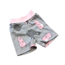 Wikids Baba Pamut Sort - Szürke/Rózsaszín Macis 86/92 babanadrág