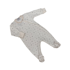 Wikids Hosszú ujjú cipzáros pamut rugi - Fehér/Krém Csillagos 68 rugdalózó