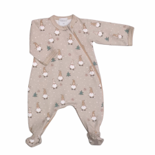 Wikids Hosszú ujjú cipzáros pamut rugi - Karácsonyi Manó - Bézs - 50 rugdalózó