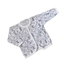 Wikids mintás cipzáros kocsikabát - Fehér/ Kék Elefánt - 56 babakabát, overál, bundazsák