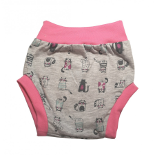Wikids pamut pelus nadrág - Szürke/pink cicás - 68 babanadrág