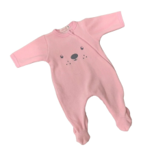 Wikids Plüss Hosszú Ujjú Rugdalózó - Rózsaszín Maci hímzéssel 68-as rugdalózó