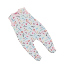 Wikids ujjatlan cipzáros pamut rugi - Fehér Pasztell Rózsaszín Szafaris 50 rugdalózó