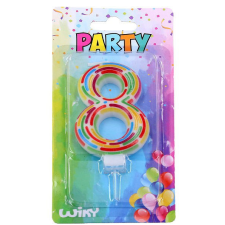 Wiky Tortagyertya csíkos szám : 8 party kellék