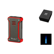 WinJet szivaros öngyújtó, 1-es szúrólánggal - piros színű, karbon mintás öngyújtó