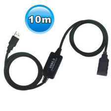 WIRETEK USB A-A aktív hosszabbító kábel 10m (VE594) kábel és adapter