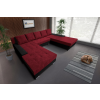  Wixy Giga u sarokkanapé fekete és antik rubintvörös színben 405 x 225 cm fantasztikus nagy fekvőfelülettel