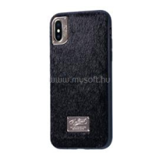 WK műanyag telefonvédő (műanyag hátlap, plüss bevonat) FEKETE (GP-83983) tok és táska