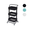 Wohnung Tálalókocsi, konyhai kocsi, bárkocsi fogantyúval fekete, fehér, kék 86x44x37 cm porszórt acél
