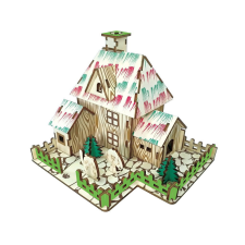 WoodCraft 3D fa mechanikus puzzle - Boszorkánykunyhó fajáték