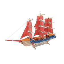 WoodCraft 3D fa mechanikus puzzle - európai vitorlás hajó fajáték
