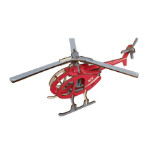 WoodCraft 3D fa mechanikus puzzle - helikopter piros fajáték