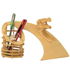 WoodCraft 3D fa mechanikus puzzle - írószer állvány síelővel fajáték