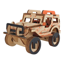 WoodCraft 3D fa mechanikus puzzle - Jeep lángokkal fajáték
