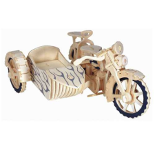 WoodCraft 3D fa mechanikus puzzle - motorkerékpár oldal kocsival fajáték