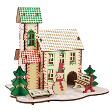 WoodCraft 3D fa mechanikus puzzle - téli ház fajáték