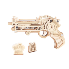 WoodCraft 3D fa mechanikus puzzle - Virbius gumiszalag pisztoly fajáték