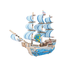 WoodCraft 3D fa mechanikus puzzle - vitorlás hajó színes fajáték