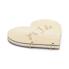  Wooden guest book - Heart, 26.5x25 cm party kellék