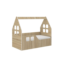 Wooden Toys Hangulatos HÁZIKÓ gyerekágy SONOMA 140x70cm - ajándék matraccal - balos gyermekágy
