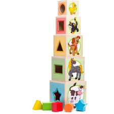 Woody Tower 5 kocka Állatok kreatív és készségfejlesztő