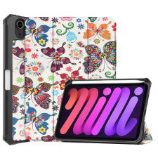 Wooze Apple iPad Mini (2021) (8.3), mappa tok, Apple Pencil tartóval, kis pillangó minta, Smart Case, Wooze New Style Trifold Case, fehér/színes tablet tok