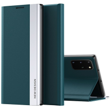Wooze Apple iPhone 15, Oldalra nyíló tok, stand, Wooze Silver Line, sötétzöld tok és táska