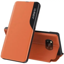 Wooze FashionBook oldalra nyitható tok hívás mutatóval iPhone 16e narancssárga tok és táska