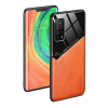 Wooze Huawei Mate 20, Szilikon tok, bőr és plexi hátlap, közepesen ütésálló, mágneses tartóval kompatibilis, Wooze Texture, narancssárga
