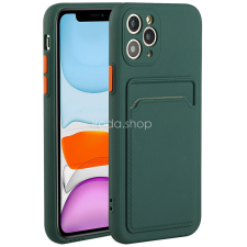 Wooze Huawei P50 / P50E, Szilikon tok, kártyatartóval, Wooze Card Slot, sötétzöld tok és táska