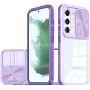 Wooze Samsung Galaxy A34 5G SM-A346B, Műanyag hátlap + szilikon keret, átlátszó akril hátlap, kamera védelem, Wooze Trendy, lila