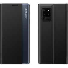 Wooze Samsung Galaxy M22 SM-M225F, Oldalra nyíló tok, stand, hívás mutatóval, vékony csíkban, Wooze Look Inside, fekete tok és táska