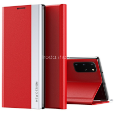 Wooze Xiaomi Redmi 12C, Oldalra nyíló tok, stand, Wooze Silver Line, piros tok és táska