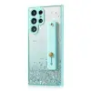 Wooze Xiaomi Redmi 9, Szilikon tok, közepesen ütésálló, kézpánttal, színátmenetes, csillogó minta, Wooze Strap Star, mintás/menta