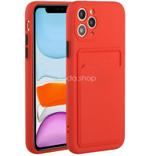 Wooze Xiaomi Redmi Note 9 5G, Szilikon tok, kártyatartóval, Wooze Card Slot, piros tok és táska