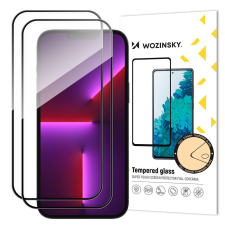 Wozinsky 2db teljes képernyős edzett üveg kerettel tokbarát Wozinsky Full Glue iPhone 15 Pro - Fekete fólia mobiltelefon kellék
