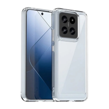  Xiaomi 14, Műanyag hátlap védőtok + szilikon keret, közepesen ütésálló, átlátszó hátlap, átlátszó tok és táska