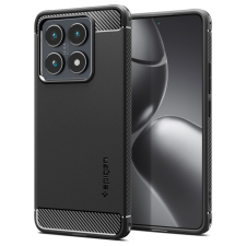 Xiaomi 14T Pro, Szilikon tok, Spigen Rugged Armor, karbon minta, fekete tok és táska