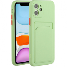 Xiaomi Mi 11 Ultra, Szilikon tok, kártyatartóval, Wooze Card Slot, világoszöld tok és táska