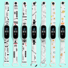 Xiaomi Mi Band 3 / Mi Band 4 és Xiaomi Mi Band 5 “hypebeast” mintás pótszíj fehér óraszíj