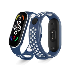 Xiaomi Mi Band 7 okoskarkötő dupla sport pótszíj - Sötétkék-fehér okosóra kellék