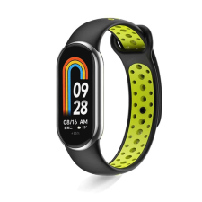 Xiaomi Mi Band 8 okoskarkötő dupla sport pótszíj - Fekete-zöld okosóra kellék
